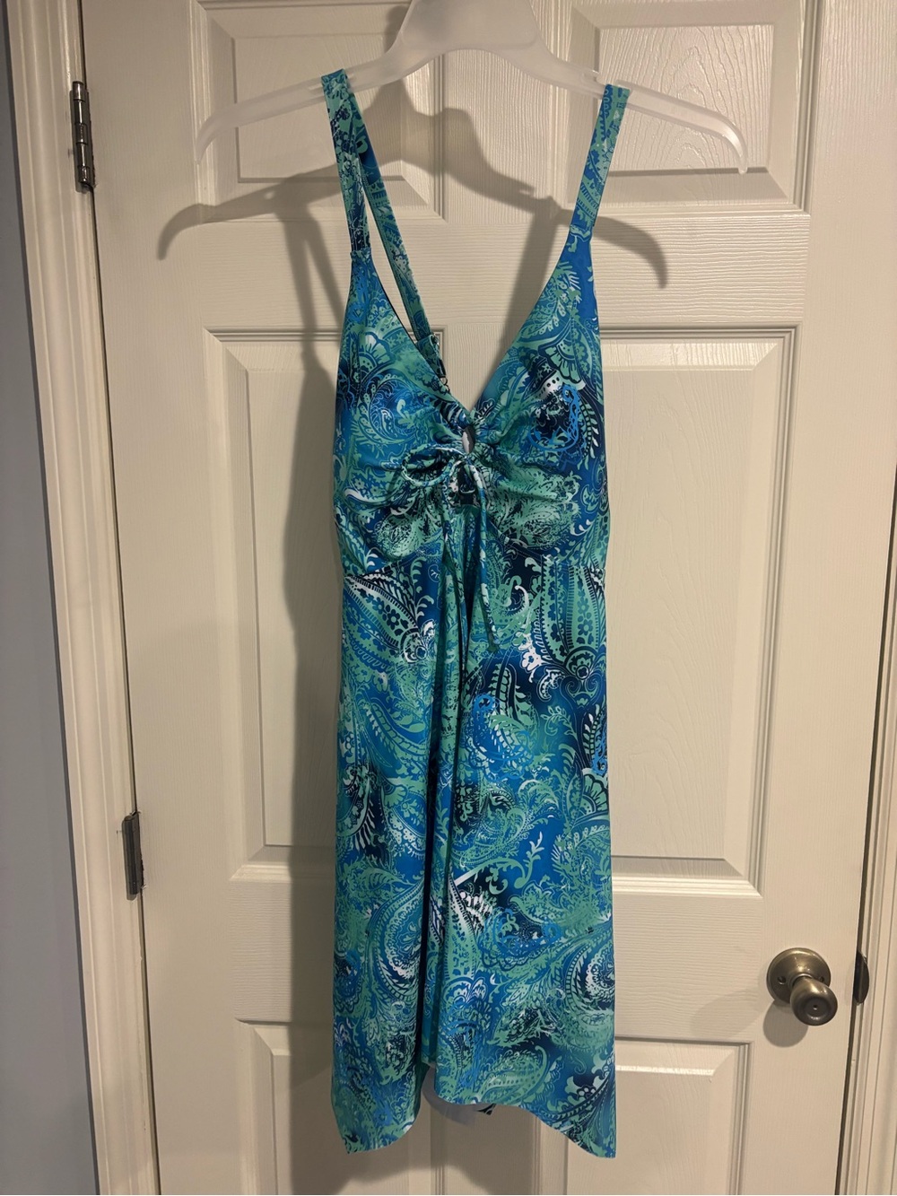 Hanna Nikole Blue Green Paisley Ladies Tankini Swim Dress 18W
